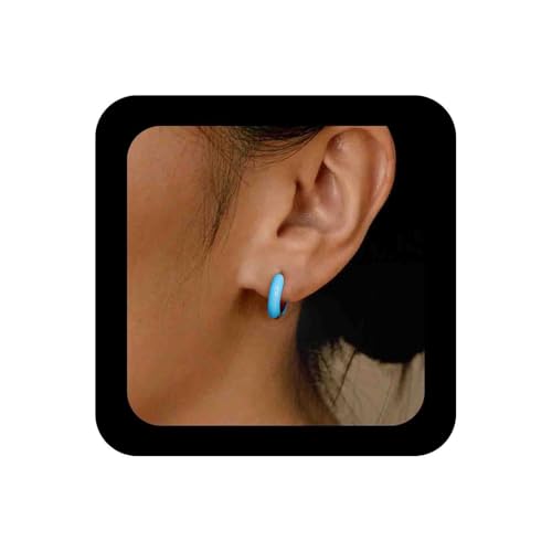 Enautoabs Farbe Emaille Hoop Ohrringe für Frauen kleine blaue Huggie -Ohrringe farbenfrohe Gold Huggie Hoop Ohrring Round Neon Ohr Hoops Schmuck 15mm von Enautoabs