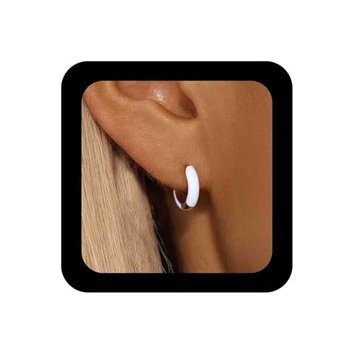Enautoabs Farbe Emaille Hoop Ohrringe für Frauen kleine weiße Huggie -Ohrringe farbenfrohe Gold Huggie Hoop Ohrring Round Neon Ohr Hoops Schmuck 15mm Enautoabs Farbe Emaille Hoop Ohrringe für Frauen kleine weiße Huggie -Ohrringe farbenfrohe Gold Huggie Hoop Ohrring Round Neon Ohr Hoops Schmuck 15mm von Enautoabs
