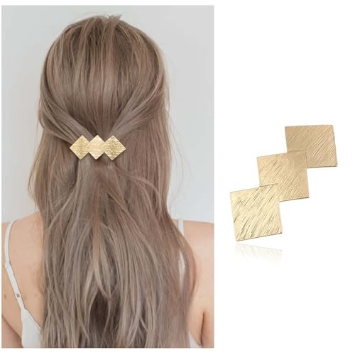 Enautoabs Französische Metall Haarspange Für Frauen Goldene Quadratische Haarspange Kopfbedeckung Große Quadratische Geometrische Haarspangen Quadratische Form Haarspange Pferdeschwanzhalter von Enautoabs