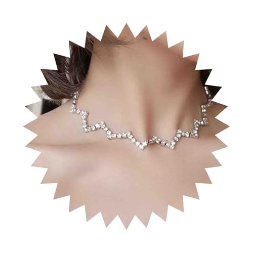 Enautoabs Glitzernde Strass Halskette Choker Halskette Silber Tennis Kette Halskette Kurz Kristall Strass Halskette Bling Cz Strass Halskette Hochzeit Prom Halskette Schmuck Für Frauen von Enautoabs