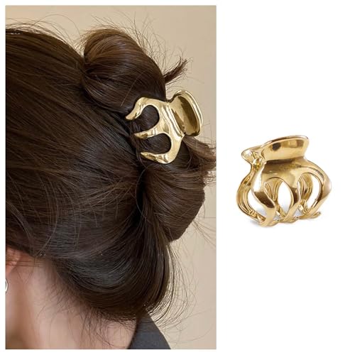 Enautoabs Goldene Haarklemme Haarklammer Für Frauen Metall Mittelgroße Haarklemme Kralle Pferdeschwanzhalter Haarklaue Kiefer Starke Rutschfeste Haarklemme Für Dünnes Haar Dekorative Haarschmuck von Enautoabs