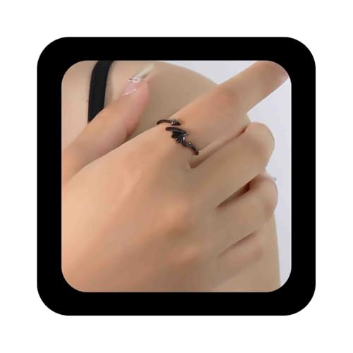 Enautoabs Gothic Dämonenflügel Ring Schwarzer Teufelsring Offener Ring Verstellbare Schwarze Manschettenringe Schmuck Für Frauen von Enautoabs