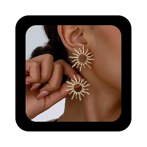Enautoabs Große Goldene Sonne Ohrringe Metall Sonne Ohrstecker Gold Hohl Sunburst Ohrringe Übertreiben Große Sonne Ohrringe Himmlischen Ohrringe Schmuck Für Frauen (Sonne A) von Enautoabs