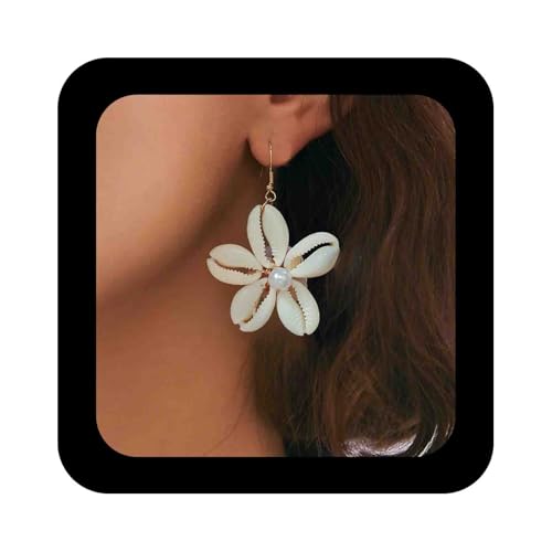 Enautoabs Hawaiianische Muschel Ohrringe Mit Perle Natürliche Kaurimuschel Ohrring Sommer Strand Muschel Ohrring Handgefertigte Ohrringe Urlaub Schmuck Für Frauen von Enautoabs