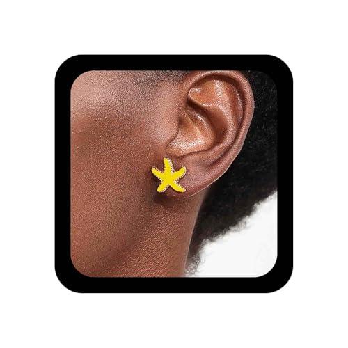 Enautoabs Kleiner Seestern Ohrstecker Massiv Gelb Seestern Ohrring Minimalistisch Winziger Seestern Ohrringe Vintage Seesterne Ohrstecker Schmuck Für Frauen von Enautoabs