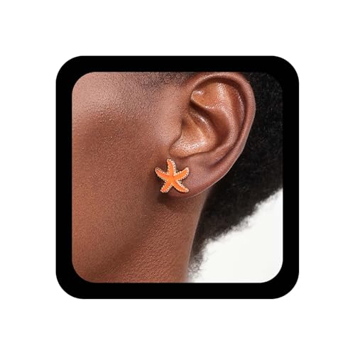 Enautoabs Kleiner Seestern Ohrstecker Massiv Orange Seestern Ohrring Minimalistisch Winzige Seestern Ohrringe Vintage Seesterne Ohrstecker Schmuck Für Frauen von Enautoabs
