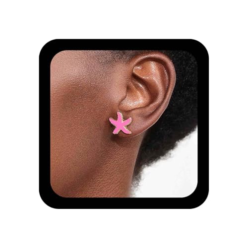Enautoabs Kleiner Seestern Ohrstecker Massiv Rosa Seestern Ohrring Minimalistisch Winziger Seestern Ohrringe Vintage Seestern Ohrstecker Schmuck Für Frauen von Enautoabs