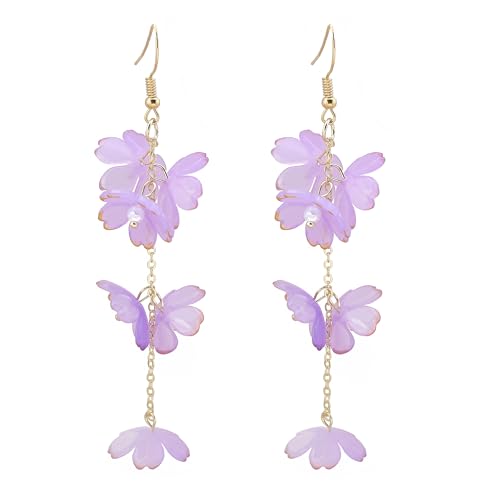 Enautoabs Lange Quaste Blume Baumeln Tropfen Ohrringe Kirschblüte Blume Ohrringe Lila Sakura Ohrring Sakura Kirschblüte Ohrring Für Frauen Schmuck von Enautoabs