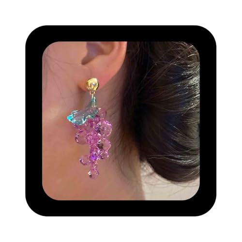 Enautoabs Lila Acryl Traube Baumeln Ohrringe Großen Kristall Traube Ohrringe 3d Obst Tropfen Ohrring Schmuck Für Frauen von Enautoabs