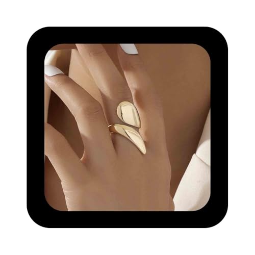 Enautoabs Minimalistisch Klobig Vergoldet Offener Ring Verstellbar Kuppel Tränenringe Metall Verdreht Wickeln Fingerring Geometrische Aussage Ringe Schmuck Für Frauen von Enautoabs