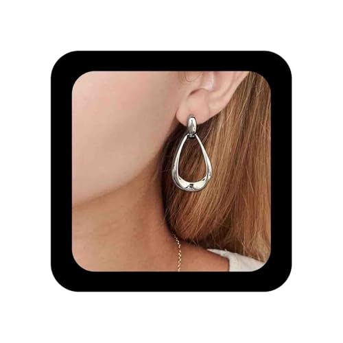 Enautoabs Minimalistisch Silber Plattiert Hohle Tropfen Ohrringe Geometrische Tropfen Ohrstecker Große Offene Geometrische Aussage Ohrring Schmuck Für Frauen von Enautoabs