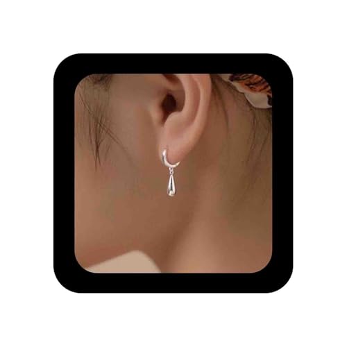 Enautoabs Minimalistisch Silber Plattiert Tropfen Hoop Ohrringe Metall Teardrop Baumeln Huggie Ohrringe Kleine Huggie Hoop Ohrring Schmuck Für Frauen von Enautoabs