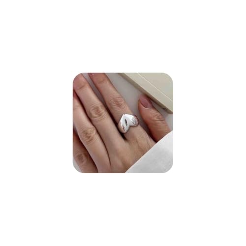 Enautoabs Minimalistische Einstellbare Poliertem Silber Herz Offener Ring Zierlich Plattiert Herz Stapelbar Ring Klobig Metall Fingerringe Schmuck Für Frauen von Enautoabs