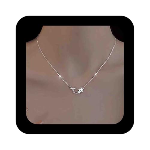 Enautoabs Minimalistische Silber Delfin Halskette Choker Cz Delfin Anhänger Halskette Ozean Delfin Kette Halskette Boho Delfin Fisch Halskette Dünnes Kabel Kette Halskette Schmuck Für Frauen von Enautoabs