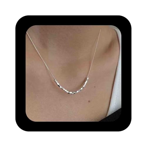 Enautoabs Minimalistische Silberne Würfelperlenkette Plattiert Winziger Würfel Choker Halskette Quadratische Perlenkette Halskette Kleiner Würfel Halskettenschmuck Für Frauen von Enautoabs