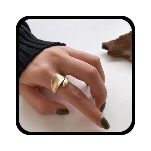 Enautoabs Minimalistischer Offener Verstellbarer Matter Goldring Klobige Verdrehte Kuppel Manschettenringe Dickes Metall Geometrischer Finger Wickelring Statement Ringe Schmuck Für Frauen von Enautoabs
