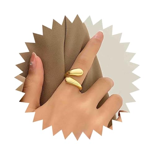 Enautoabs Minimalistischer Polierter Klobiger Kuppelring Dickes Metall Offener Verstellbarer Goldring Verdrehte Offene Fingerringe Stapelbare Geometrische Statement-Ringe Schmuck Für Frauen von Enautoabs