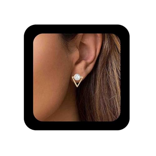 Enautoabs Minimalistischer Vergoldeter Geometrischer Ohrstecker Perlen-Dreieck-Ohrringe Kleiner Hohler Geometrischer Ohrring-Schmuck Für Frauen von Enautoabs
