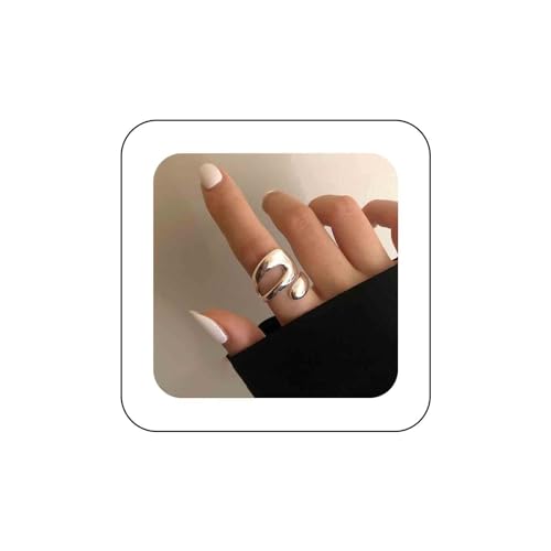 Enautoabs Minimalistischer Vergoldeter Klobiger Offener Ring Stapelbar Geometrische Statement-Ringe Polierte Kuppel Verstellbarer Manschettenring Metall Verdrehte Offene Fingerringe Schmuck Für Frauen von Enautoabs