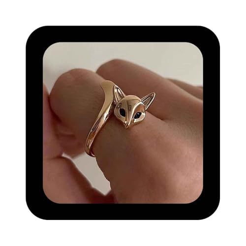 Enautoabs Minimalistischer Vergoldeter Offener Ring Zierlicher Tier Fuchs Ring Offener Verstellbarer Ring Schmuck Für Frauen von Enautoabs