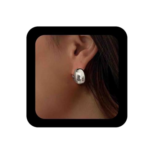 Enautoabs Polierte Kugelohrringe Ovale Kugel Ohrring Silber Klobige Reifen Ohrringe Minimalistisch Plattiert Kuppel Tropfen Ohrring Schmuck Für Frauen von Enautoabs