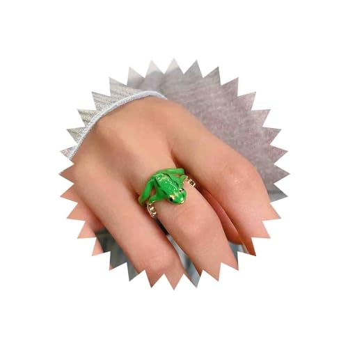 Enautoabs Punk Einstellbarer Grüner Frosch Ring Niedlich Enemal Baumfrosch Offener Ring Gothic Tier Wickelringe Schmuck Für Frauen von Enautoabs