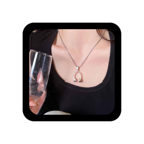 Enautoabs Punk Kopfhörer Anhänger Halskette Silber Kopfhörer Musik Halskette Goth Musik Kopfhörer Halsketten Vintage Punk Kopfhörer Choker Halsketten Schmuck Für Frauen von Enautoabs