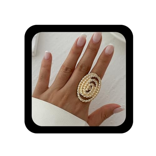 Enautoabs Punk Spirale Offener Ring Golddraht Offener Ring Geometrische Spirale Metallringe Einstellbar Aussage Ringe Schmuck Für Frauen von Enautoabs