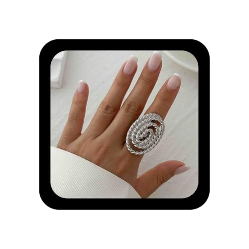 Enautoabs Punk Spirale Offener Ring Silberdraht Offener Ring Geometrische Spirale Metallringe Einstellbar Aussage Ringe Schmuck Für Frauen von Enautoabs