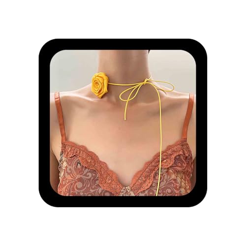 Enautoabs Rose Blume Choker Halskette Gelb Floral Kragen Halskette Rose Blume Samt Halsketten Vintage Blumen Wildleder Halsketten Schmuck Für Frauen von Enautoabs