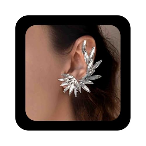 Enautoabs Silber Strass Ohrmanschette Wrap Ohrringe Cluster Kristall Ohrstecker Ohrringe Erklärung Strass Ohrring Große Ohr Kletterer Crawler Ohrring Hochzeit Brautschmuck Für Frauen von Enautoabs