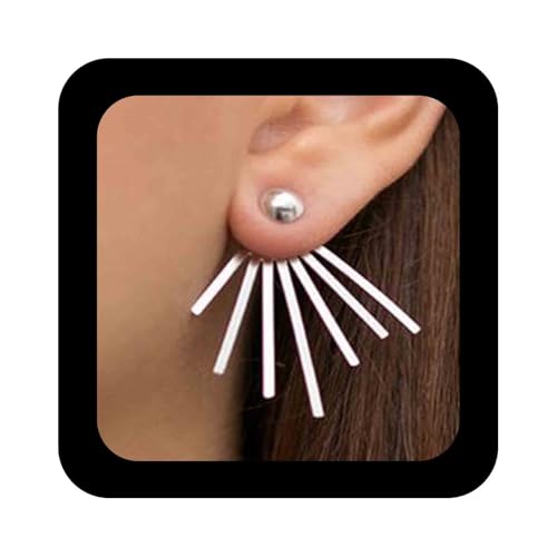 Enautoabs Silberne Ohrmantel Ohrringe Spike Ohrmantel Ohrringe Geometrisch Vorne Hinten Ohrringe Spike Ohrstecker Ohrringe Minimalistisch Modern Ohrringe Schmuck Für Frauen von Enautoabs