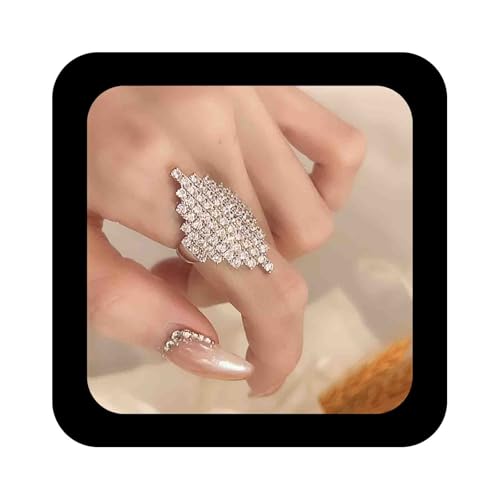Enautoabs Statement Silber Kubischer Zirkonia Ring Großer Kristall Geometrischen Ring Funkelnden Strass Manschette Ringe Schmuck Für Frauen von Enautoabs