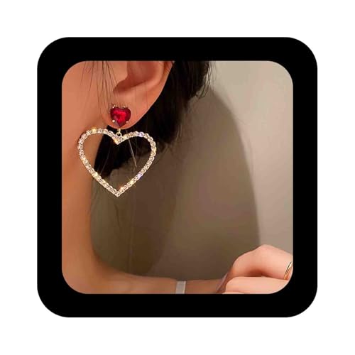 Enautoabs Strass Herz Baumeln Ohrringe Große Kristall Hohlen Herz Ohrringe Gold Offen Liebe Ohrring Rhienstein Erklärung Ohrstecker Schmuck Für Frauen von Enautoabs