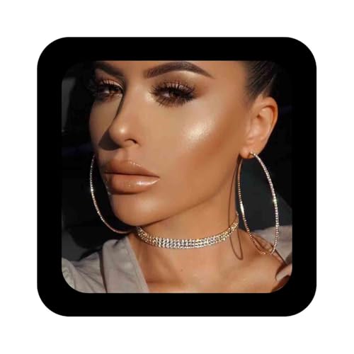 Enautoabs Strass Kristall Hoop Ohrringe Übertrieben Gold Große Hoop Ohrringe Große Kubischer Zirkon Ohrring Hochzeit Partei Ohrring Schmuck Für Frauen von Enautoabs