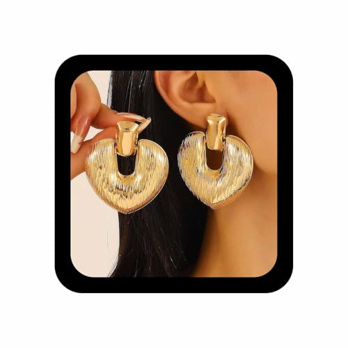 Enautoabs Übertriebener Herz Ohrstecker Gold Strukturiert Hohl Puffy Herz Ohrring Punk Chunky Liebe Ohrringe Vintage Größer Liebe Strukturierte Ohrringe Schmuck Für Frauen von Enautoabs