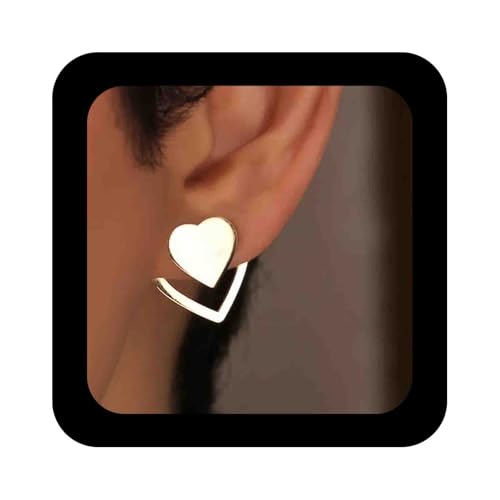 Enautoabs Vergoldete Polierte Herz Ohrstecker Liebe Herz Ohr Jacke Ohrringe Minimalistisch Vorne Hinten Ohrring Zierlich Gold Ohrstecker Schmuck Für Frauen von Enautoabs