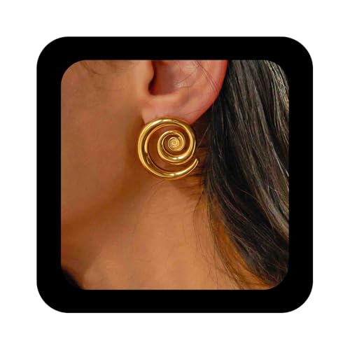 Enautoabs Vergoldete Spirale Ohrringe Für Frauen Spirale Wirbel Ohrringe Minimalistischen Wirbel Ohrstecker Aussage Geometrischen Ohrring Schmuck von Enautoabs