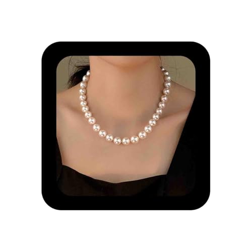 Enautoabs Vintage 10mm Weiße Perlenkette Kettenstrang Perlenhalskette Choker Birdal Hochzeit Party Halsketten Schmuck Für Frauen von Enautoabs