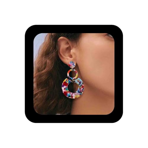 Enautoabs Vintage Acryl Geometrische Baumeln Ohrringe Harz Bunt Schildpatt Tropfen Ohrringe Große Runde Acryl Ohrring Aussage Ohrring Schmuck Für Frauen (bunt) von Enautoabs