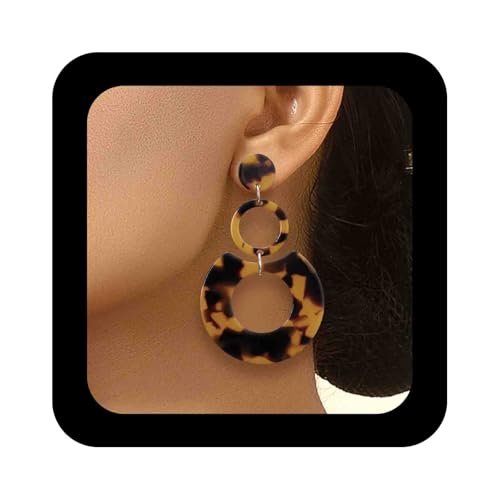 Enautoabs Vintage Acryl Geometrische Ohrringe Baumeln Harz Leopard Schildkröte Panzer Tropfen Ohrringe Große Runde Acryl Ohrring Aussage Ohrring Schmuck Für Frauen (Leopard) von Enautoabs