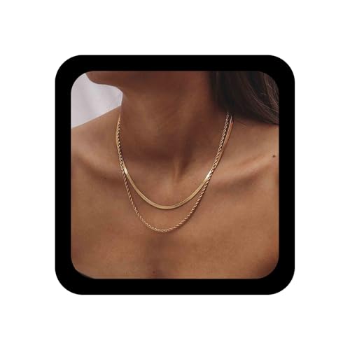 Enautoabs Vintage Geschichtete Flache Halskette Fischgrät Flach Choker Halskette Gold Schlange Kette Halsketten Punk Twist Schlange Geschichteten Halsketten Schmuck Für Frauen von Enautoabs