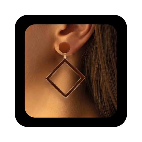 Enautoabs Vintage Große Emaille Geometrische Ohrringe Rot Offenes Quadrat Baumeln Tropfen Ohrringe Geometrische Quadratische Ohrring Schmuck Für Frauen von Enautoabs