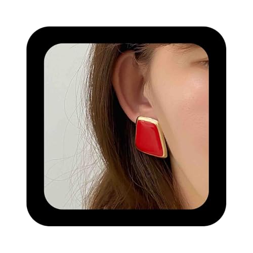 Enautoabs Vintage Große Emaille Geometrische Ohrringe Rot Quadrat Baumeln Ohrringe Geometrische Quadrat Erklärung Ohrring Schmuck Für Frauen von Enautoabs