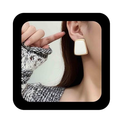 Enautoabs Vintage Große Emaille Geometrische Ohrringe Weißes Quadrat Baumeln Ohrringe Geometrische Quadrat Erklärung Ohrring Schmuck Für Frauen von Enautoabs