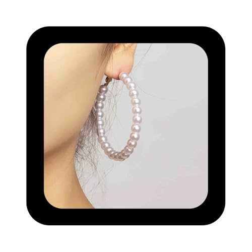 Enautoabs Vintage Große Perle Reif Ohrringe Runden Kreis Perlen Ohrringe Übertrieben Perlen Aussage Ohrring Hochzeit Braut Ohrring Schmuck Für Frauen von Enautoabs