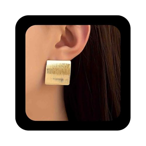 Enautoabs Vintage Große Quadratische Ohrstecker Gold Metall Quadratische Ohrringe Gebürstet Geometrische Ohrringe Übertrieben Geometrische Aussage Ohrring Schmuck Für Frauen von Enautoabs