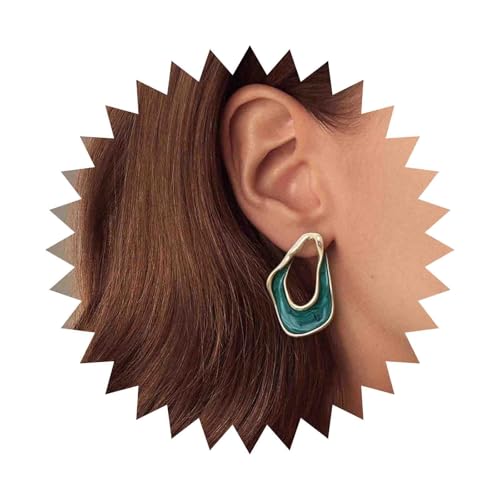 Enautoabs Vintage Grün Emaille Geometrische Ohrringe Unregelmäßige Emaille Aussage Ohrringe Unregelmäßige Geometrische Ohrstecker Schmuck Für Frauen von Enautoabs