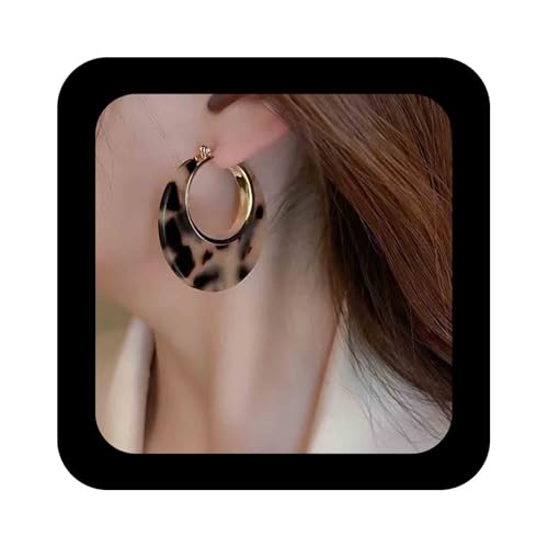Enautoabs Vintage Leopard Print Hoop Earrings Schildpatt Hoop Earrings Schildpatt Harz Ohrringe Leopard Print Acryl Ohrringe Große Acryl Hoop Earrings Schmuck Für Frauen von Enautoabs