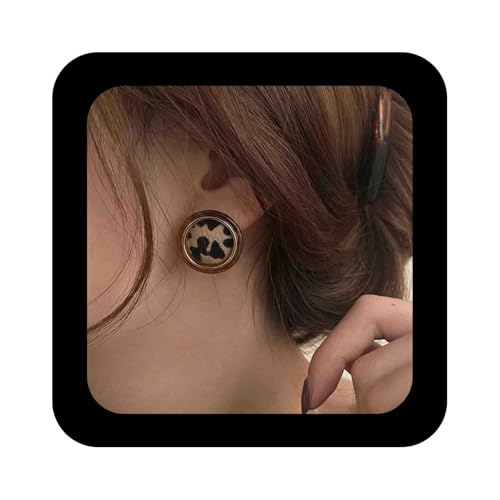 Enautoabs Vintage Leopardenmuster Ohrringe Runde Leopardenmuster Ohrringe Tierdruck Knopf Ohrringe Braun Leopard Knopf Ohrstecker Schmuck Für Frauen von Enautoabs